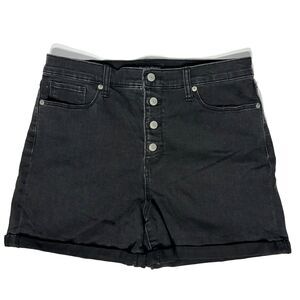 Banana Republic High Waist Button Fly Black Jean Shorts Women's Size 12